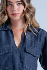 Blusa Corta Denim Amplia PEOPLE