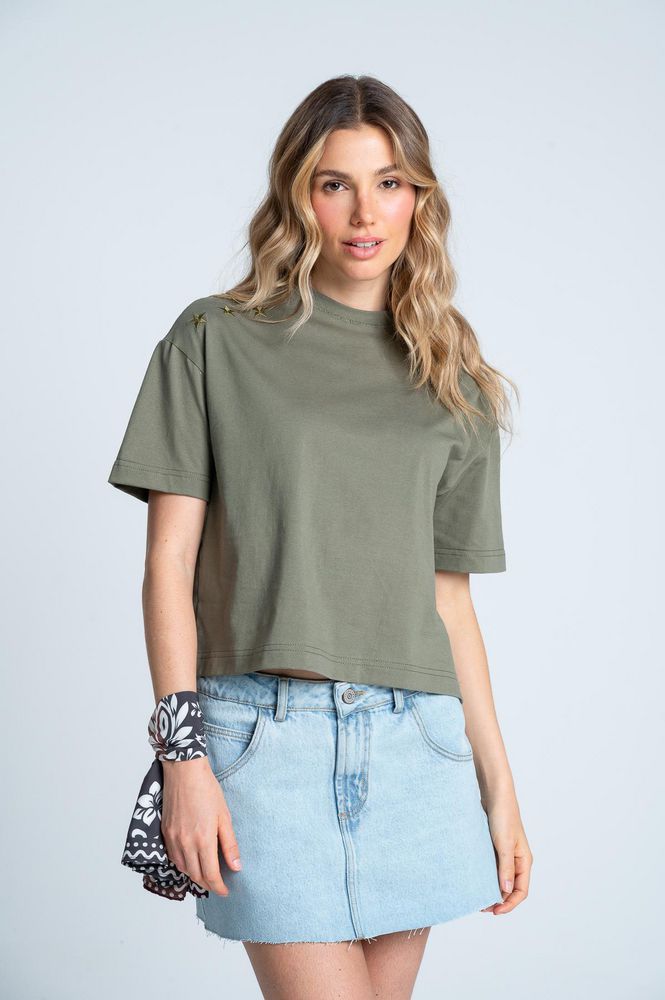 Camiseta Cuello Tejido Boxy fit PEOPLE