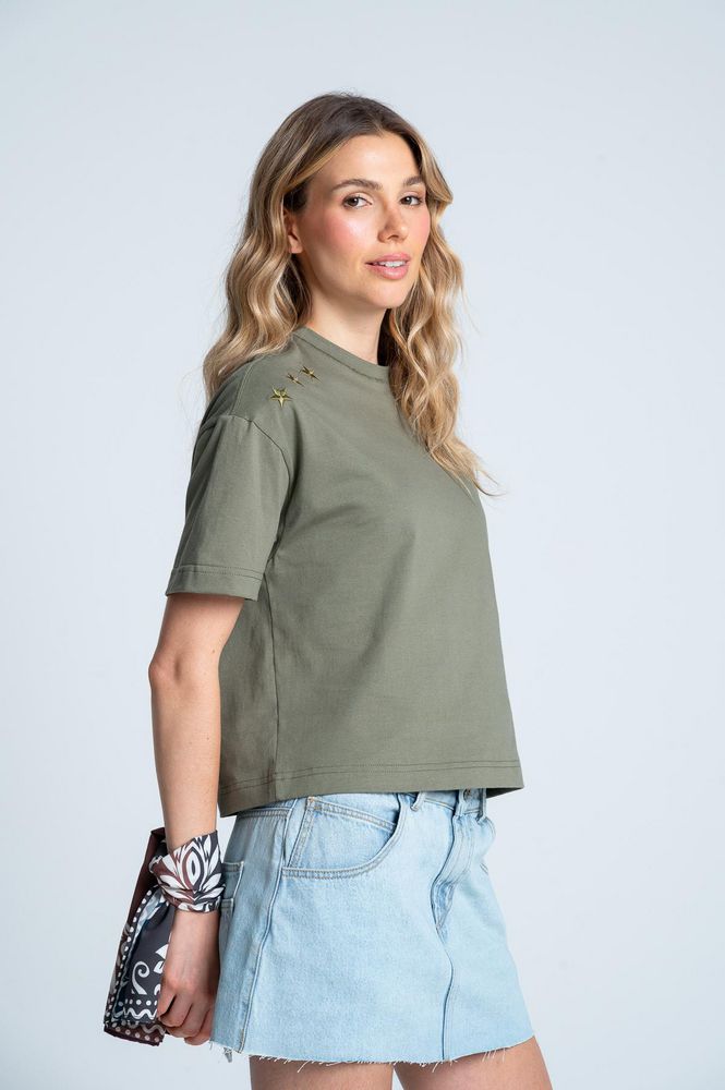 Camiseta Cuello Tejido Boxy fit PEOPLE