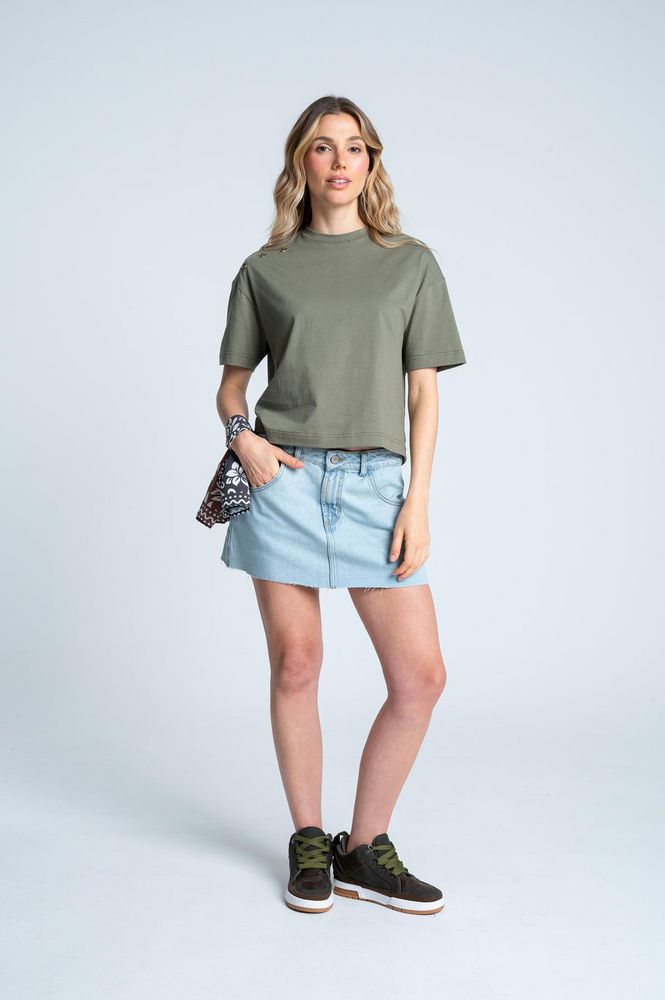 Camiseta Cuello Tejido Boxy fit PEOPLE