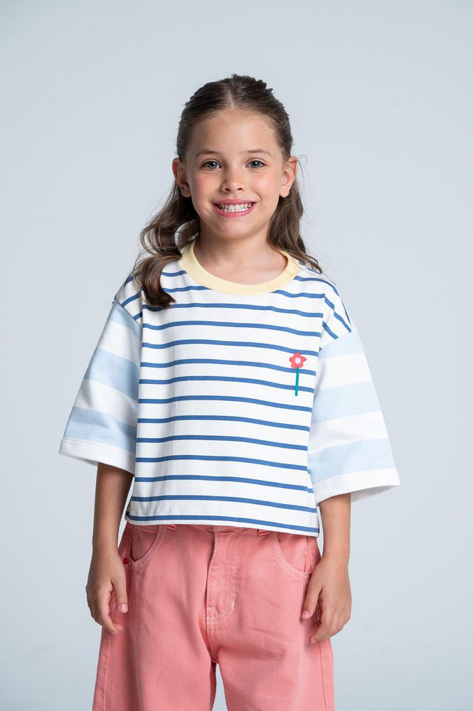 Camiseta Manga 3/4 Rayas Boxy fit PEOPLE