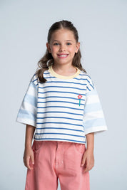 Camiseta Manga 3/4 Rayas Boxy fit PEOPLE