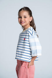 Camiseta Manga 3/4 Rayas Boxy fit PEOPLE