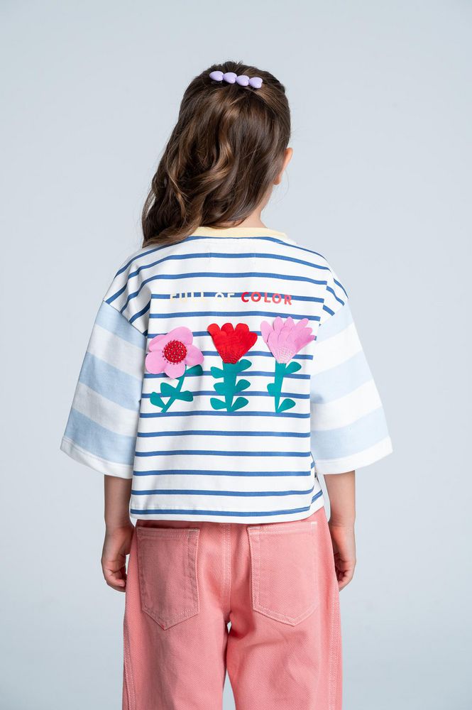 Camiseta Manga 3/4 Rayas Boxy fit PEOPLE