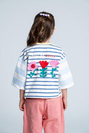 Camiseta Manga 3/4 Rayas Boxy fit PEOPLE