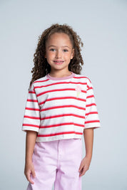 Camiseta Manga 3/4 Rayas Boxy fit PEOPLE