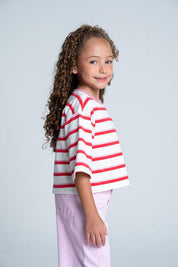Camiseta Manga 3/4 Rayas Boxy fit PEOPLE