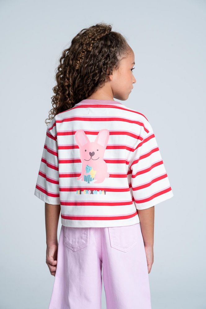 Camiseta Manga 3/4 Rayas Boxy fit PEOPLE