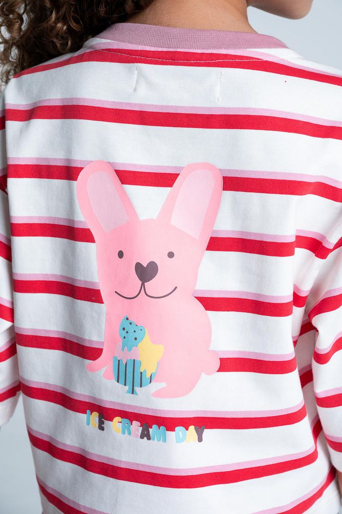 Camiseta Manga 3/4 Rayas Boxy fit PEOPLE