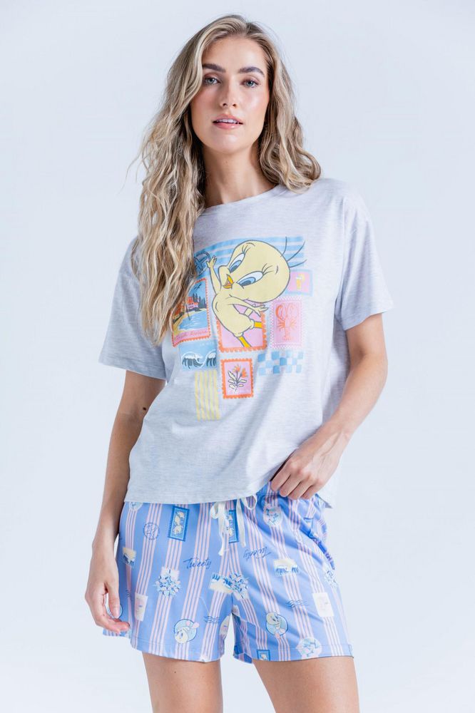 Pijama Camiseta Short Bronzini Looney Tunes