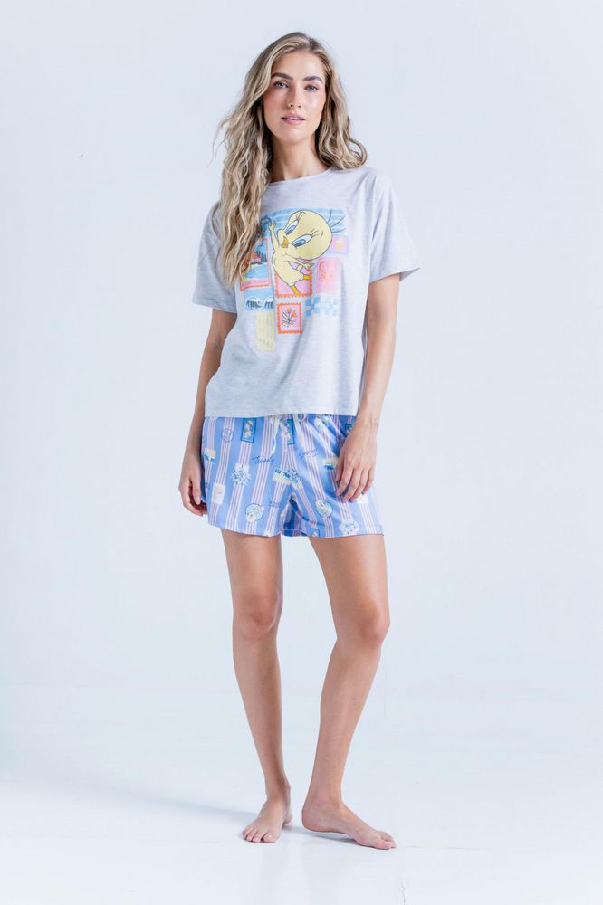 Pijama Camiseta Short Bronzini Looney Tunes